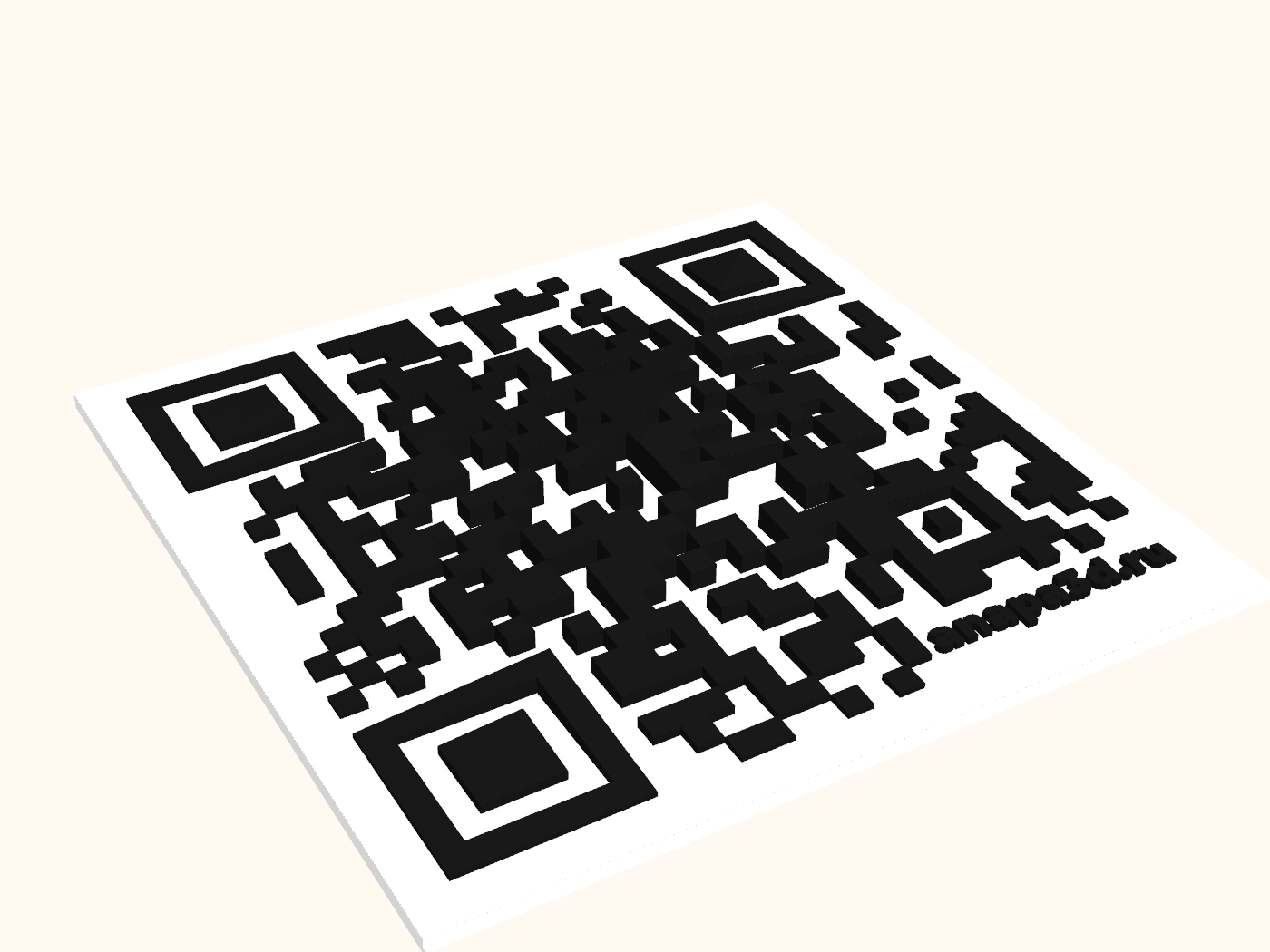 Напечатанная QR-табличка с рельефом-пирамидой и надписью anapa3d.ru внутри кода